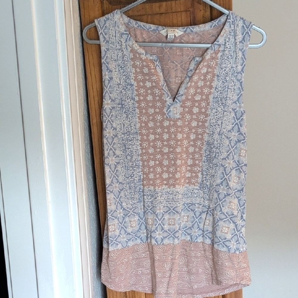 Lucky Brand Women's Printed V Neck Tank Top Sz XS Boho Sleeveless